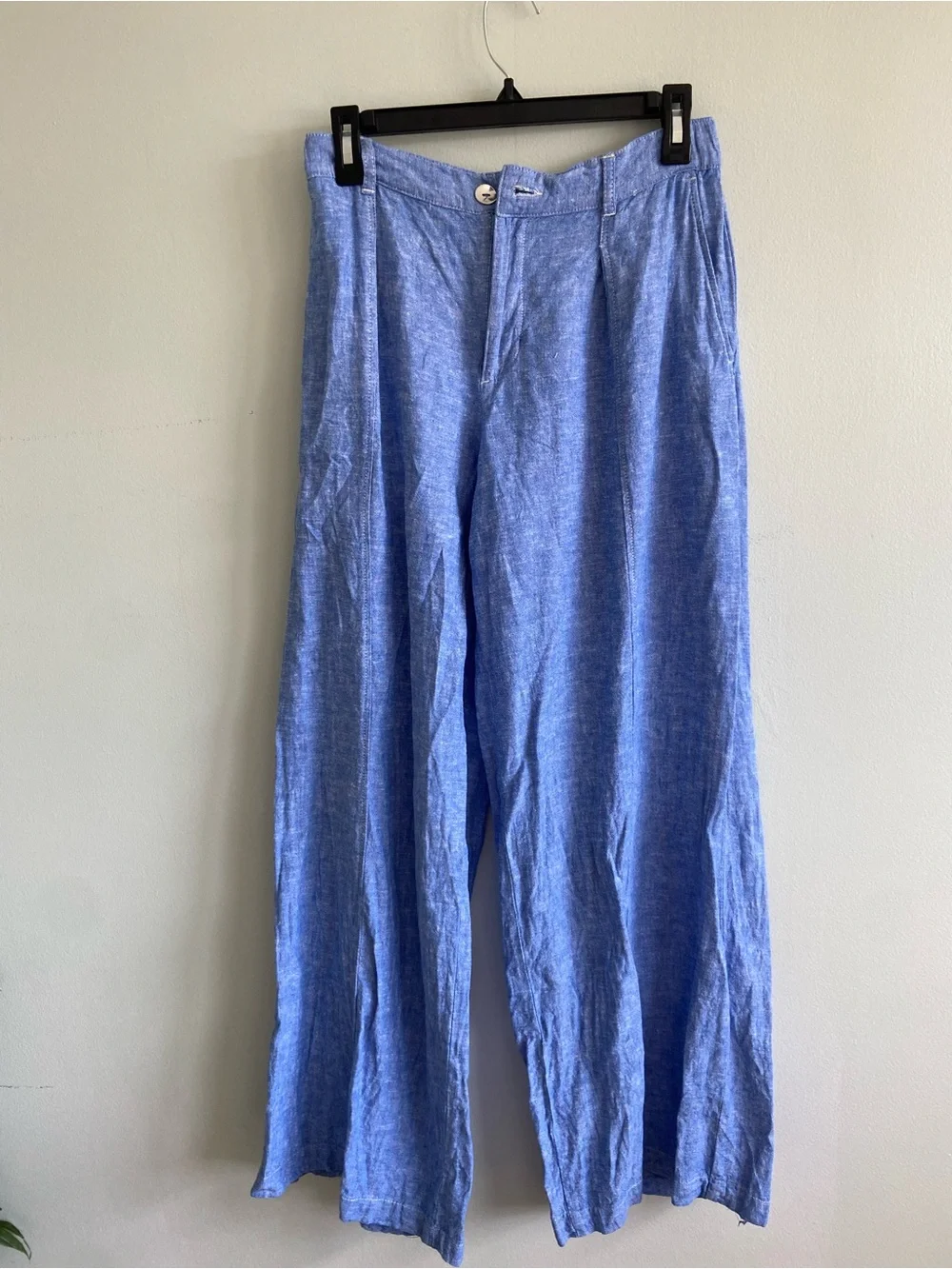 Zara LINEN WIDE LEG PLEATED PANTS